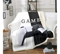 Homemissing Couverture en Peluche Gamepad Noir Blanc Gamer Couverture en Flanelle Ensemble pour Jeunes Gamepad Couple Design 130x150cm Moderne Jeu Vidéo Boutons d'action Léger Sherpa