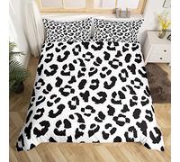 Homemissing des Gamins Leopard Parure de Lit 220x240cm guépard Sets de Housse de Couette Animal Housse de Couette Safari Animal Sauvages Noir Blanc Chambre 3 pièces Parure Housse de Couette