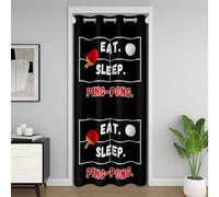 Homemissing Eat Sleep Ping Pong Rideau de Porte 150x203cm Jeux Sports Rideau Occultant Rideaux DécoratifRideaux Interieur Salon Chambre Sports Jeu Noir Rouge Blanc Rideaux Exterieur d'entrée