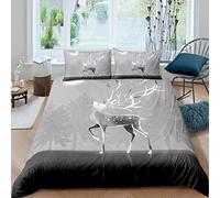 Homemissing Elk Parure de Lit 200x200cm Christmas Elk Housse de Couette pour Enfants Garçons Filles Botanique Sets de Housse de Couette Wild Animals avec 2 taies d'oreiller