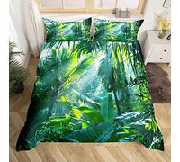 Homemissing Feuilles Tropicales Ensembles de Housse de Couette Motif Feuille Parure de Lit 200x200cm Imprimé Palmier Housse de Couette pour Enfants Microfibre Botanique Nature Room Decor