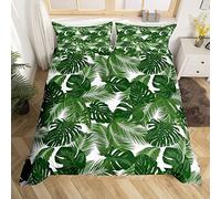 Homemissing Feuilles Tropicales Parure de Lit 200x200cm Ensembles de Motifs de Feuilles de Palmier de Housse de Couette Thème Nature Botanique Housse de Couette Branches de Feuilles Respirantes Décor