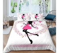 Homemissing Filles Housse de Couette Fée avec Ailes Parure de Lit 220x240cm Amoureux Coeurs Ensembles de Housse de Couette pour Enfants Chambre Décor Girly Rose Papillon Léger avec 2 Taie d'oreiller