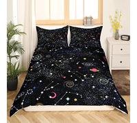 Homemissing Galaxie Ciel étoilé Housse de Couette Constellation Cosmos Parure de Lit 220x240cm Parure Housse de Couette BedDécor de Chambre Universe Planet Printed with 2 Pillow Case