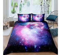Homemissing Galaxie Parure de Lit 220x240cm pour Filles Garçons Ciel étoilé Sets de Housse de Couette Cosmos Themed Housse de Couette Décor de Chambre Universe Planet Printed Collection 3 pièces