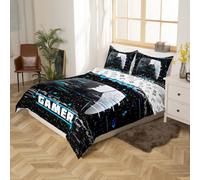 Homemissing Garçons Gamer Parure de Lit Gaming Housse de Couette Jeu Vidéo Gamepad Parure Housse de Couette 220x240cm Moderne Contrôleur de Jeu Chambre Décor 3 pièces