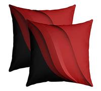 Homemissing Géométrie Taie d'oreiller 40x40cm Géométrique avec Ligne Housse Coussin pour Maison Le Salon Décor Lot De 2 Taie Oreiller Réversible Modern Résumé Art Rouge Noir Décor Housse de Coussin
