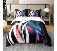 Homemissing Géométrique 100% Coton Housse de Couette 240x260cm Moderne Vintage Stripe Art Parure de Lit Enfants Ombre Effet Stripe Literie Set Rouge Violet Bleu Noir Ensemble de lit