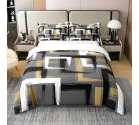 Homemissing Géométrique Housse de Couette 240x260cm 100% Coton Enfants Noir et Blanc Parure de Lit Filles géométrique Literie Set Respirant Stripe Line Ensemble de lit de Chambre Art Moderne