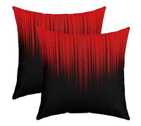 Homemissing Géométrique Résumé Ombre Décoratif Taies d'oreiller 50x50cm Doux Rot Noir Strié comme Quadratisch Taie Oreiller Sofa Vie Room Modern Lot De 2 Housses de Coussin Housse Coussin