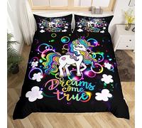 Homemissing Girly Fantasy Licorne thème Housse de Couette Animaux Fantastiques Ensemble de Literie Conte de fées Style Literie pour Enfants Coloré draps Parure de Lit 200x200cm décoration literie Zip
