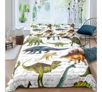 Homemissing Housse de Couette Dinosaure Jungle Animaux Modèle Enfants Parure de Lit 140x200cm Garçon Fille 3D Impression Dinosaure Ensemble de Literie Décoration de Style Animal Sauvage 2 pièces