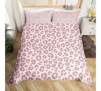 Homemissing Housse de Couette en Peau de léopard Rose Parure de lit imprimé léopard 240x260cm Parure imprimée guépard d'afrique Housse de Couette Ultra Douce décor Motif de Fourrure d'animal Safari