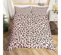 Homemissing Housse de Couette Imprimé Léopard Ensembles de Housse de Couette Imprimés Guépard Rose Noir Parure de Lit Léopard 220x240cm Motif Animal Safari Décor de Chambre Ultra Doux