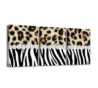 Homemissing Impression sur Toile Glitter Gépard Zebra | Tableau Decoration Murale 30x40cmx3pcs Rhinestone Border Imprimer Decoration Murale Salon Maison Deco Toile Peintures