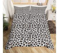 Homemissing Imprimé Léopard Housse de Couette Afrique Imprimé Guépard Parure de Lit 140x200cm pour Enfants Décor Safari Animal Motif Ensembles de Housse de Couette Blanc Noir Marron Léopard 2Pcs