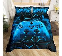 Homemissing Jeux pour Garçons Housse de Couette 220x240cm Game literie Set Adolescents Teen Game Controller Housse de Couette Set Console de Jeu Boutons d'action Parure de Lit Bleu, Doux