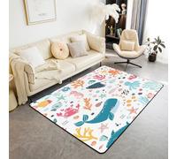 Homemissing La mer Antidérapant Tapis Exterieur Hippocampe Octopus Baleine Tapis Salon 100x150cm Sea Imprimé Tapis d'extérieur De la mer Thèmes Cute Tapis Chambre pour Salon Cuisine Et Balcon