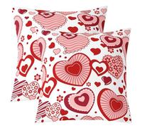 Homemissing La Saint Valentin Taies d'oreiller 60x60cm l'amour des Couples Rouge Cœurs Taie Oreiller pour Femmes Hommes Couple Romantique Lot De 2 Housses de Coussin Fleurs Housse Coussin