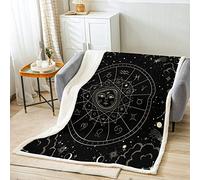 Homemissing Le Soleil Et La Lune Mandarin Laine Couverture Espace Constellation Galactique Peluche Enfants Couverture Or Noir Soleil Lune Sherpa Univers Céleste Flou 130x150cm