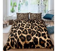 Homemissing Leopard Housse de Couette 200x200cm Cheetah Imprimer Parure de Lit Afrique léopard Imprimer Decor Sets de Housse de Couette Garçon Fille Enfant Adolescent Chambre Decor