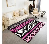 Homemissing LéOpard Pression Tapis 150x200cm | GéOméTrique Tapis moderne ZèBre Rayure Tapis pour salon Y2K Lavable facile d'entretien Cuisine balcon extérieur