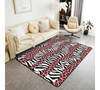 Homemissing LéOpard Pression Tapis 150x200cm | Horizontal Streifen Tapis moderne ZèBre Rayure Tapis pour salon Rouge Lavable facile d'entretien Cuisine balcon extérieur