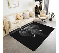 Homemissing Les éléphants Tapis Salon 150x200cm 3D Animaux Sauvages Motif caractéristique Tapis décoration Maison éléphant Ethnique imprimé canapé Salon Chambre à Coucher Noir Tapis décoratif