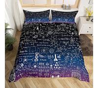 Homemissing Math Equation Housse de Couette Mathematics Formula Biology Parure de Lit 140x200cm Math Science Parure Housse de Couette Chambre à Coucher Decor Galaxie avec 1 taie d'oreiller