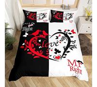 Homemissing Mr Mrs Housse de Couette Creative Funny Quote Parure de Lit 220x240cm Couple Chambre Décor Reine et Roi Romantique Mariage Thème Parure Housse de Couette Noir Blanc Saint Valentin 3Pcs