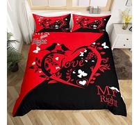Homemissing Mr Mrs Parure de Lit 240x260cm Noir Rouge Creative Funny Quotes Parure Housse de Couette Couple Hommes Femmes Sexy Lip Moustache Housse de Couette Queen and King Romantique Mariage Thème