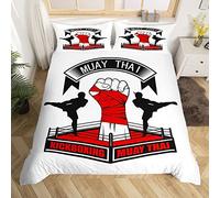 Homemissing Muay Thai Parure de Lit 220x240cm Gants de Boxe Parure Housse de Couette Sports Bettbezug Set Respirant Jeux de compétition Athlète Competitive Décor de Chambre