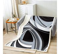 Homemissing Noir Et Blanc Metal Art Laine Couverture Enfants Retro Géométrie Peluche Couverture Retro Stripe Swirl Sherpa Couverture Ligne Stripe Vortex Art Couverture 150x200cm