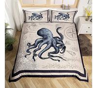 Homemissing Ocean Kraken Parure de Lit 220x240cm Pieuvre Sets de Housse de Couette Pieuvre Tentacles Housse de Couette Décor de Chambre Sea Marine Themed sous-Marin Animaux Collection 3 pièces