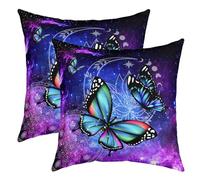 Homemissing Papillons Lot De 2 Taie Oreiller Papillons Imprimer Housse Coussin Jour Mois Taie d'oreiller 60x60cm Galaxie Imprimer Décoration Housse de Coussin pour Canapé lit Voiture