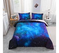 Homemissing Parure de lit Galaxy Ciel étoilé Parure de Couette pour Enfants garçons Filles Douce Microfibre Respirante 140x200cm Parure de lit avec Fermeture éclair et 1 taie d'oreiller 65x65 cm