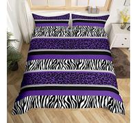Homemissing Parure de Lit Imprimé Léopard 200x200cm Ensembles de Housse de Couette pour Enfants Violet Noir Blanc Fourrure de Léopard de Zèbre Housse de Couette Safari Animal Hair Room Decor