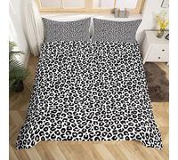 Homemissing Parure de Lit Imprimé Léopard 200x200cm Ensembles Imprimés Guépard Afrique de Housse de Couette Safari Motif Animal Housse de Couette Décor de Chambre Noir Blanc Léopard 3Pcs