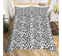 Homemissing Parure de Lit Imprimé Léopard Noir Blanc 220x240cm Ensembles Imprimé Guépard de Housse de Couette Hommes Afrique Animal Faune Housse de Couette Maison Chambre d'hôtel Décor Doux