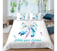 Homemissing Parure de lit pour Filles 220 x 240 cm Attrapeur de rêves Parure de lit pour Adolescentes Femme Aquarelle Plume Attrapeur de rêves Housse de Couette légère Respirante en Microfibre Douce