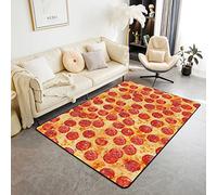 Homemissing Pizza Tapis de Salon 100x150cm, Pepperoni Tapis imprimé pour Le Salon Chambre à Coucher, Tapis de Sol Lavable drôle Tapis d'entrée décorer l'intérieur de la Cuisine