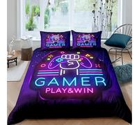 Homemissing Poignée du Jeu Parure De Lit 220x240cm Gamer Sets De Housse Couette Jeux Vidéo Poignée du Jeu Housse Couette Coloré Moderne Le Controller Parure Fermeture À Glissière
