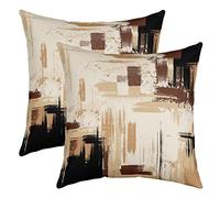Homemissing Résumé Lot De 2 Housse de Coussin Moderne Résumé Art Décorative Taie d'oreiller 40x40cm Décor Housse Coussin Brun Gris Noir Taie Oreiller pour Sofa Extérieur Taies d'oreiller