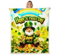Homemissing Saint Patrick's Day Laine Couverture 150x200cm Enfants pièces d'or Peluche Couverture pour garçons Filles Irlandais Sherpa Couverture Doux léger