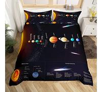 Homemissing Solar System Print Housse de Couette Univers Planet Printed Sets de Housse de Couette Outer Space Themed Parure de Lit 140x200cm Constellation Ultra Doux Décor de Chambre