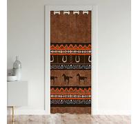 Homemissing Southwestern Wild Cheval Cheval Rideau de Porte 150x203cm Aztec Native Américains Rideau Occultant Rideaux Exotique Tribal Disponible en Remplacement Décor Rideaux Exterieur d'entrée
