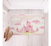 Homemissing Tapis de bain château rose pour salle de bain, château arc-en-ciel, tapis de bain princesse pour douche, baignoire, contes de fées, accessoires de salle de bain pour filles, 50,8 x 81,3 cm