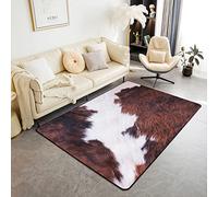 Homemissing Tapis Décoratif imprimé Cuir de Vache Tapis de Salon 100x150cm Tapis de Salon de Ferme Western Farm Animal Skin Tapis d'extérieur Moderne Antidérapant Tapis de Sol Lavable Doux