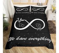 Homemissing Toi et Moi Parure Housse de Couette Funny Quotes Parure de Lit 140x200cm Mr Mrs Housse de Couette Couple Amoureux Noir Rouge Creative Saint Valentin Cadeau Microfibre Room Decor