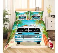 Homemissing Vacances d'été Parure Housse de Couette Camper Van Parure de Lit 200x200cm Tropical Leaves Housse de Couette Microfibre Leaf Branches Salle Decor